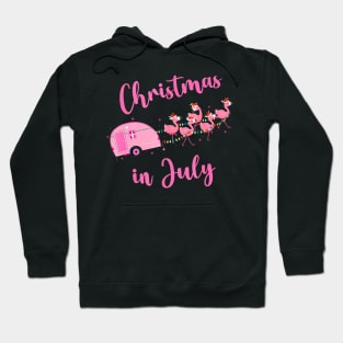 Funny Flamingo Pink Camping Car Christmas In July Hoodie